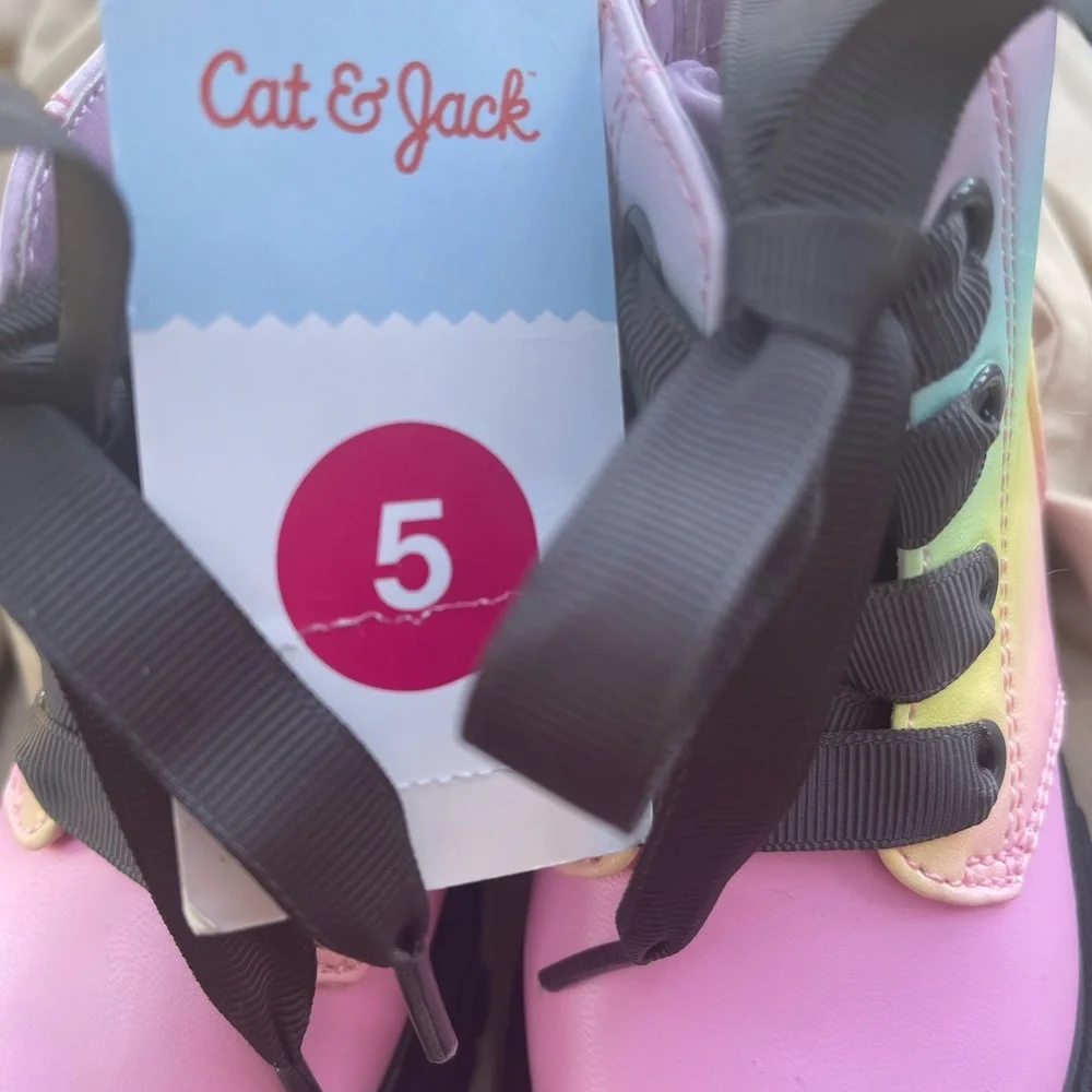 Cat & Jack pink rainbow boots little kids size 5